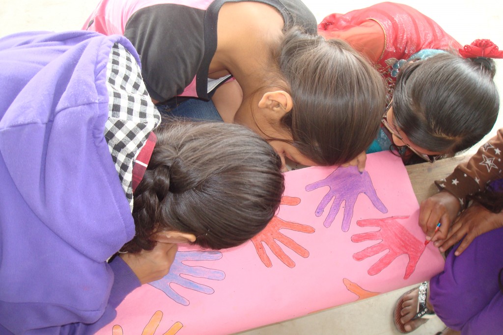 LitClub members enjoying the hand drawing activity.