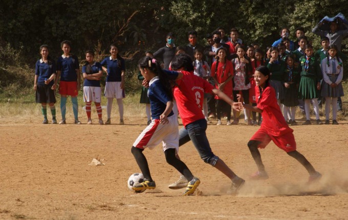 Girls Playing Soccer