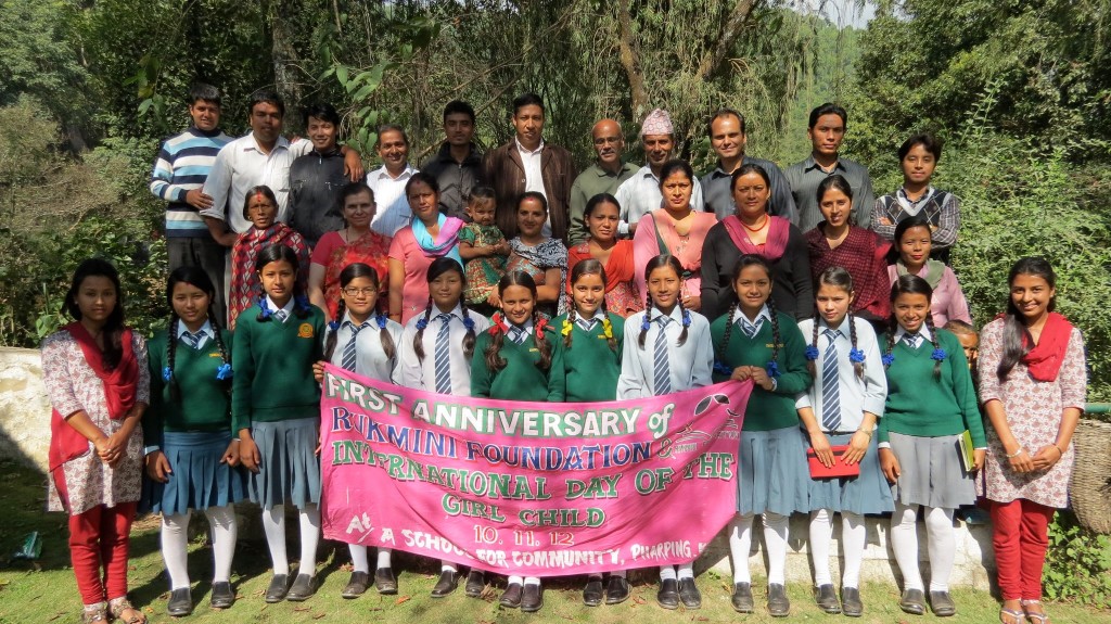 A group picture with everyone that came to celebrate our anniversary in Pharping, Nepal.