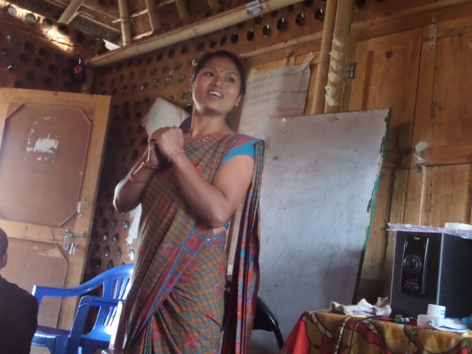  Ms. Balkumari of Shikharapur School gives thanks to the trainers and Rukmini Foundation 
