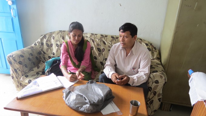 Rashmita Meeting Rajesh Shrestha Vice Principal of Pharping Higher Secondary School
