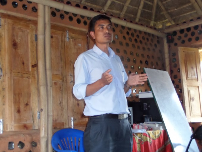  Mr. Binod K.C., Principal of Shikharapur School addresses the group 