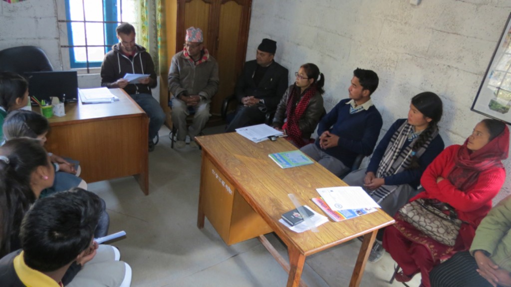 Rukmini Foundation's CTO, Sandesh working with the nine students to help them get ready for the interview.