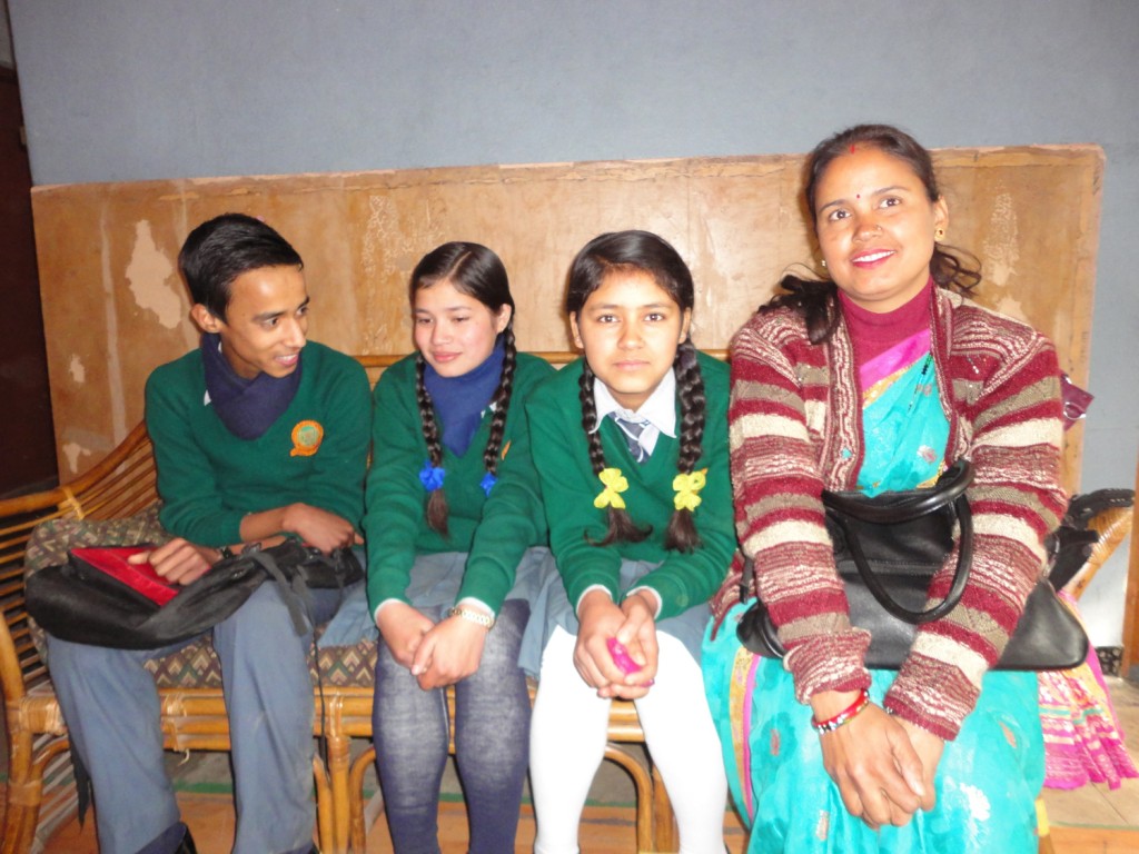 Junu and other students from Sikharapur School slightly nervous as they wait for the interview