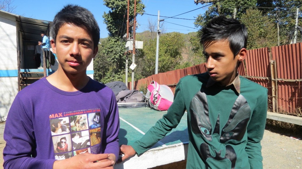 Anish (left), a student from Kathmandu who visited U.S. with the SAYS 2012 program shares his experience with Pratik (right).