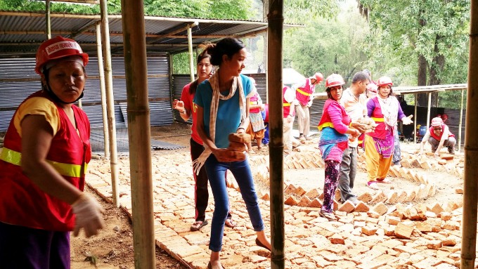 School teachers also gather to help
