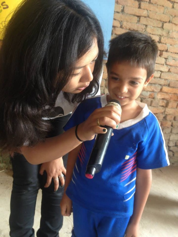 little boy sharing his experience during earthquake