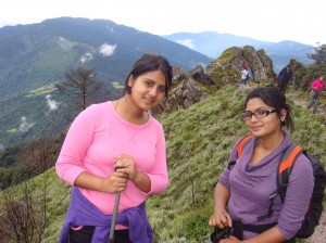 Prabriti &amp; Prakriti (left to right) on a trek in a remote region of Nepal.