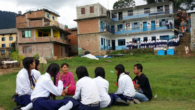 This session was held in front of Pharping School.