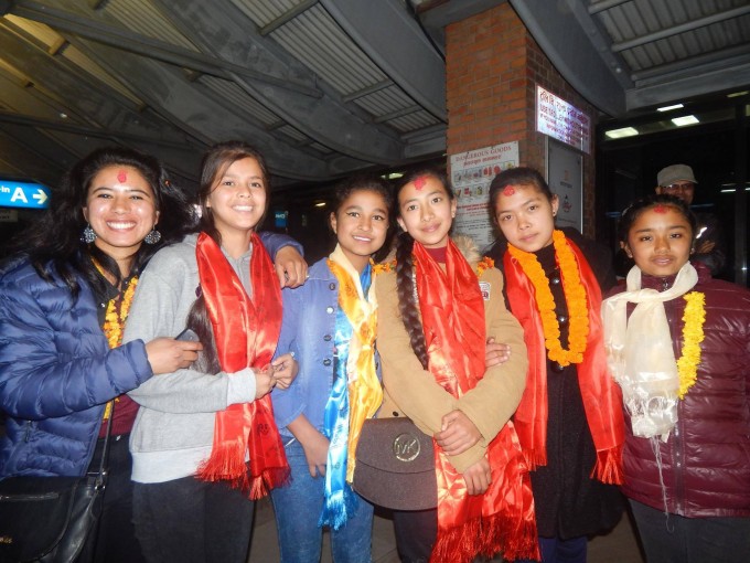 Girls on their way to the US