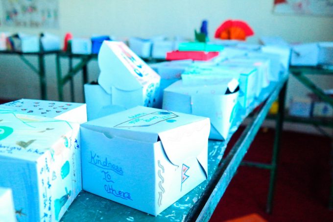 reflection boxes being displayed in art room