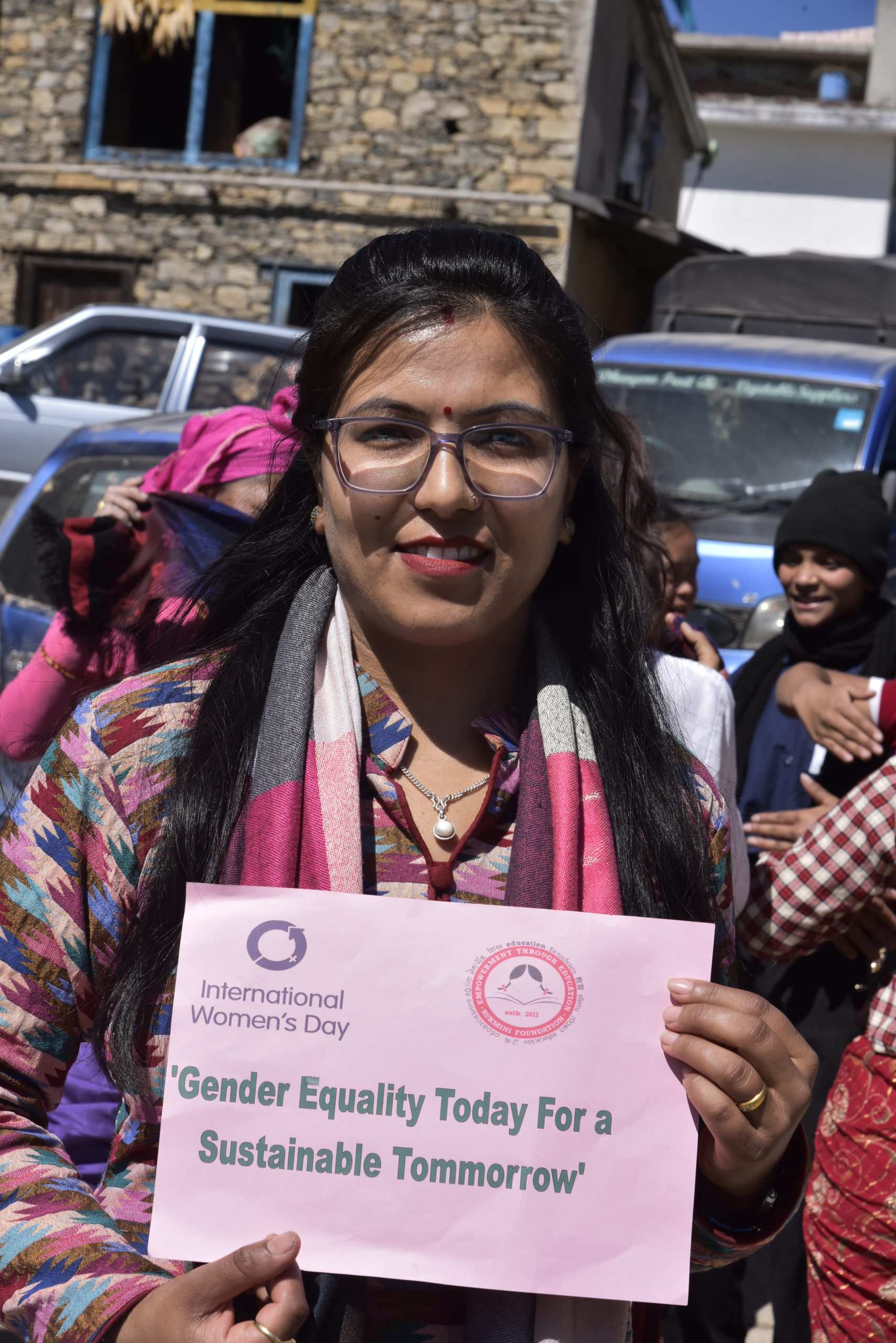 Apsara mam with Pamphlet celebrating International Women's Day 2022