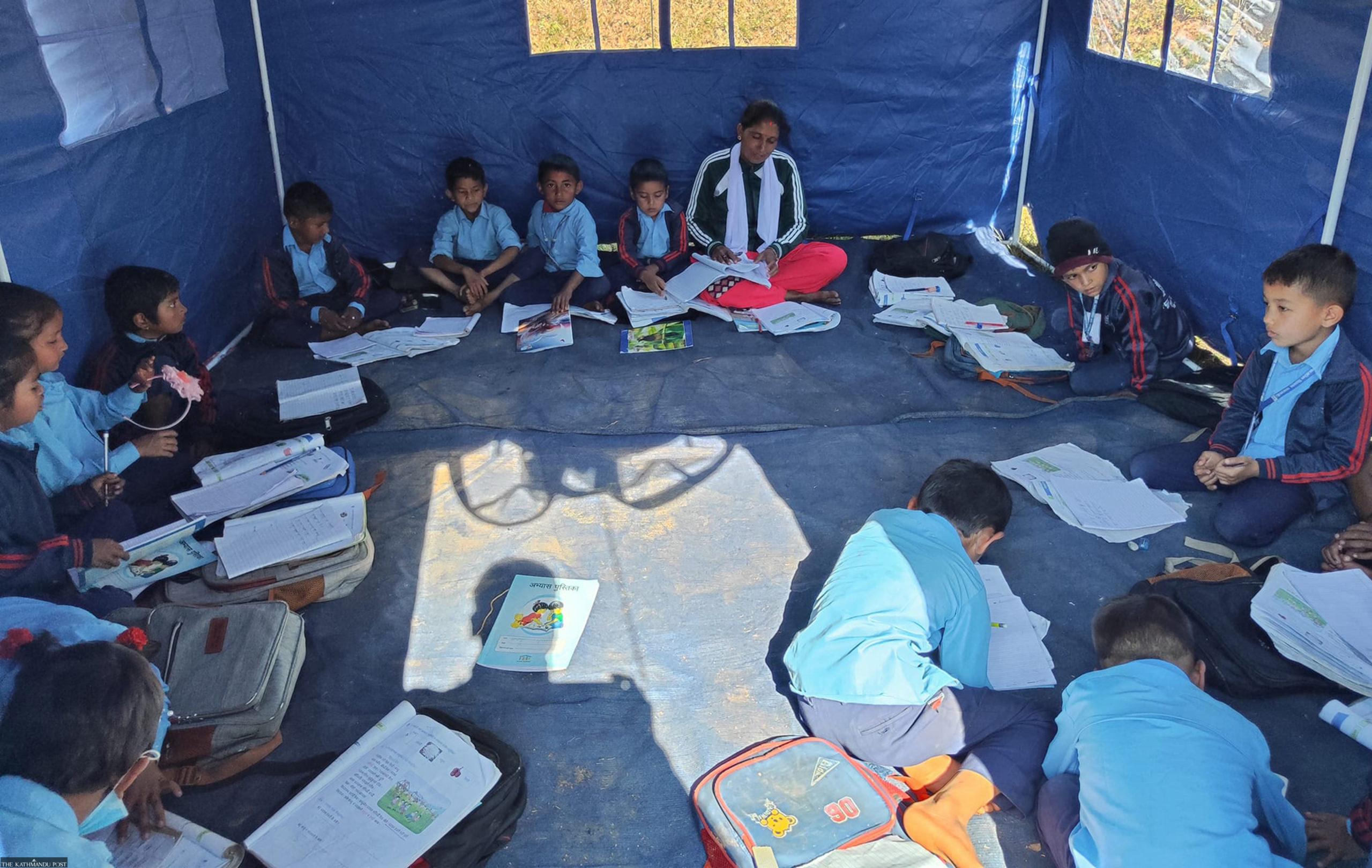 Some schools have resumed in Jajarkot using tents - Credit - The Kathmandu Post November 23