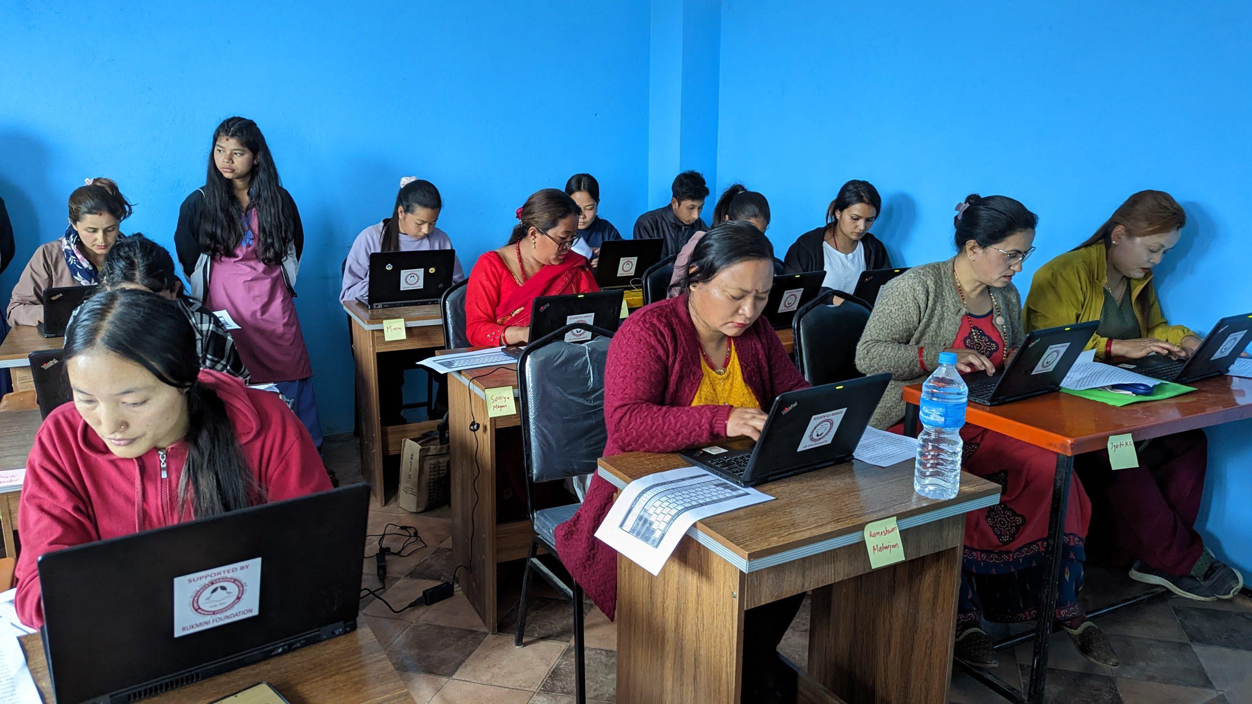 Trainee of 2nd and 3rd computer training giving the exam