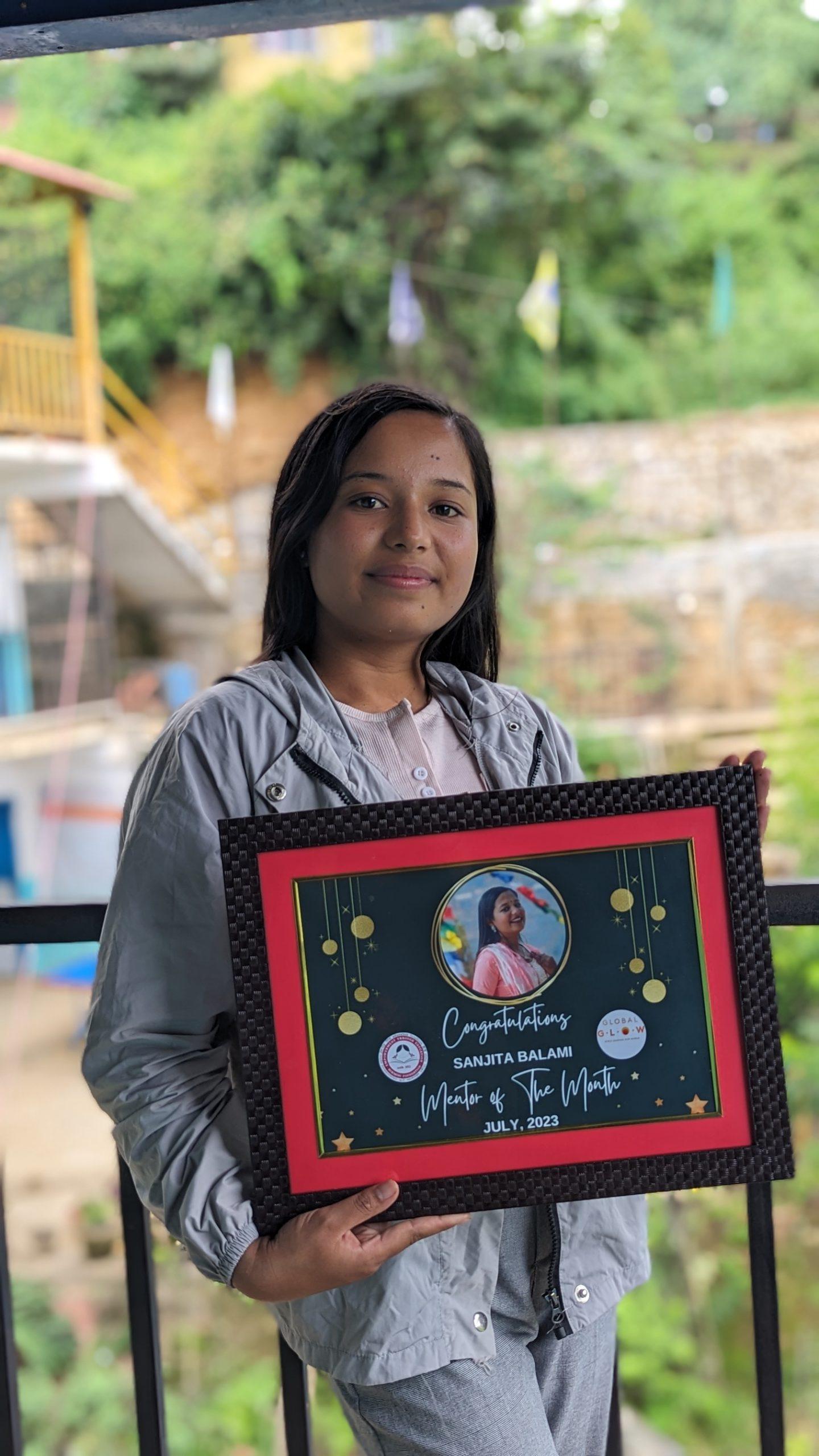 July mentor of the month Sanjita Balami (SetiDevi GLOW club)