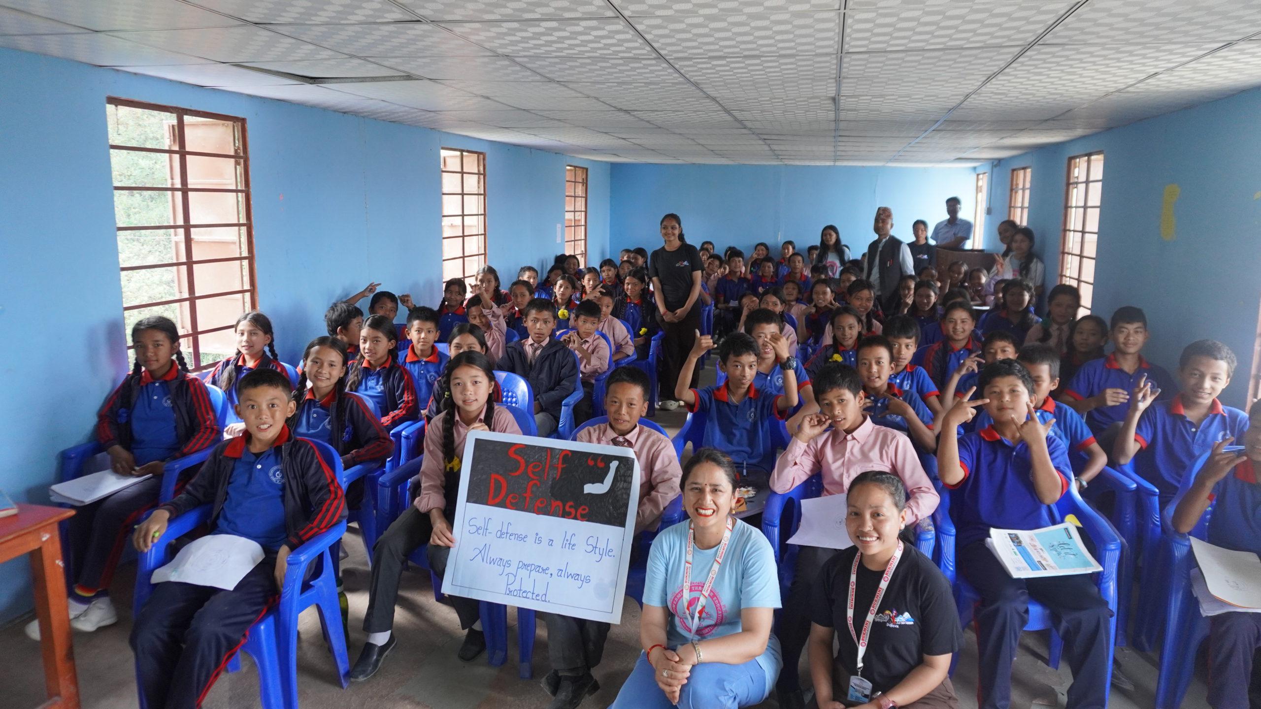 Group photo of Self-defense program at Pancha Kanya Secondary School.