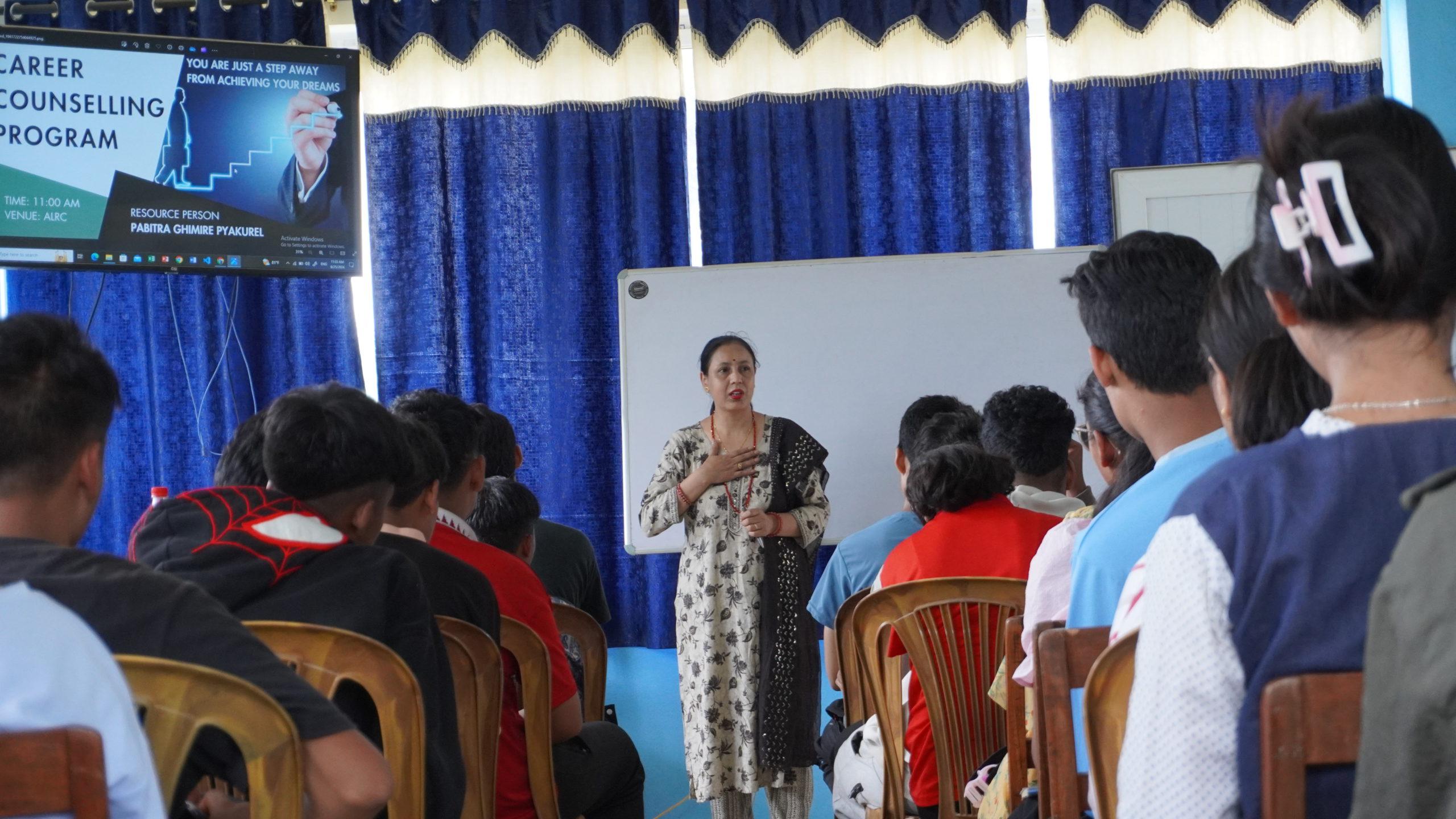 Resource person Pabitra Ghimire Pakurel explain how to make the career planning