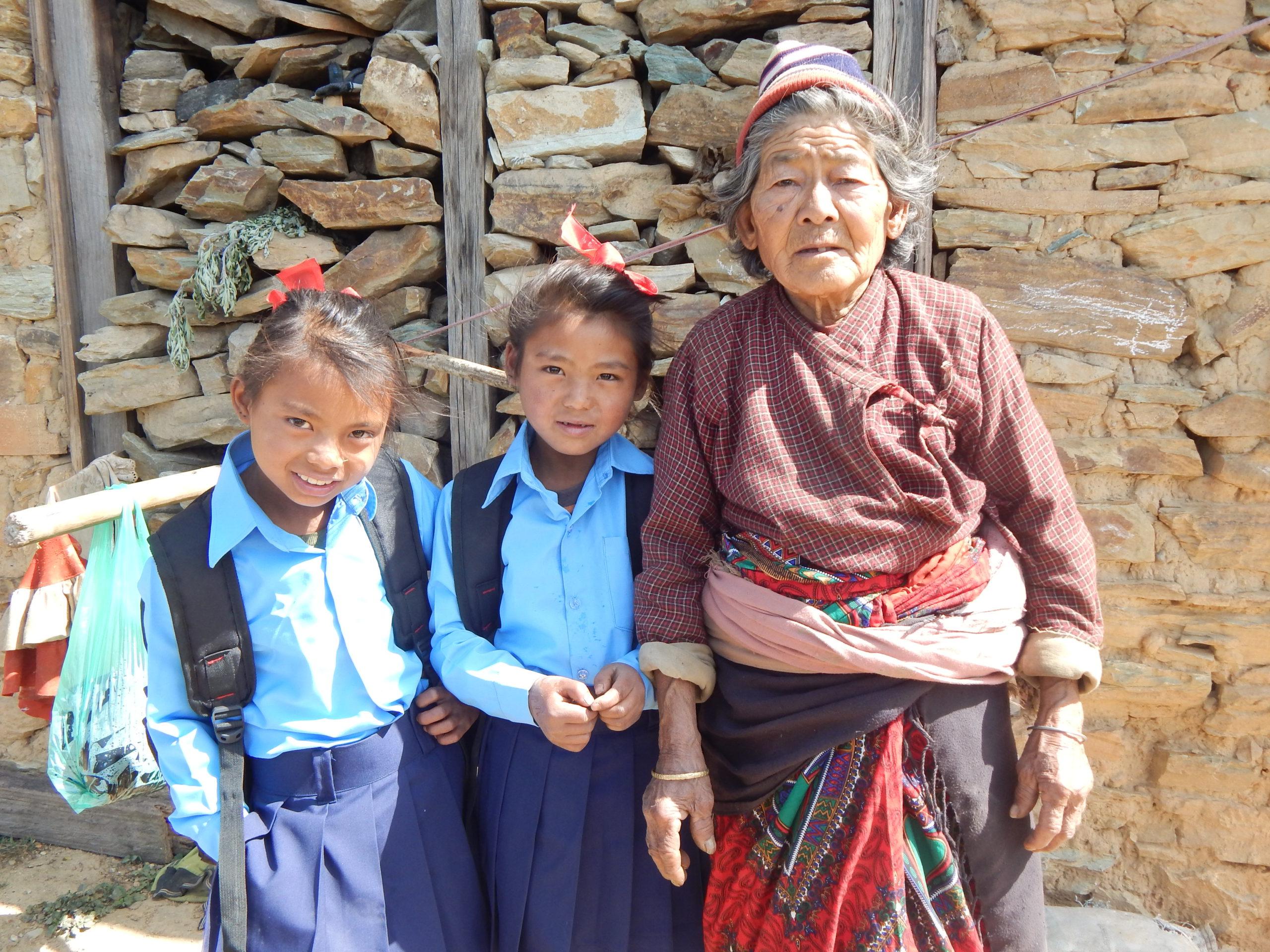 Amita, Ramita with her Grandmother.
