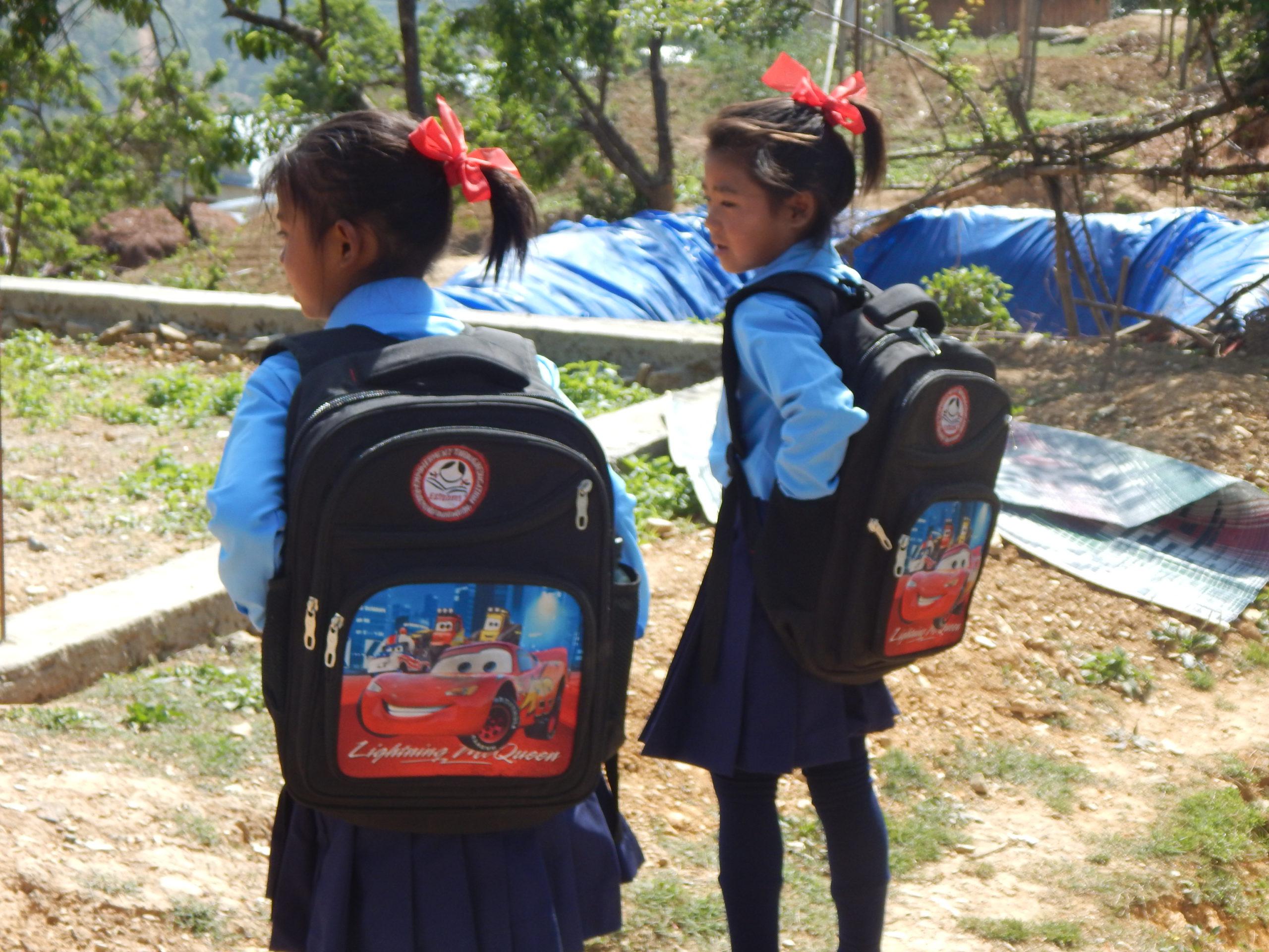 Ramita and Amita ready to go to School.(1)