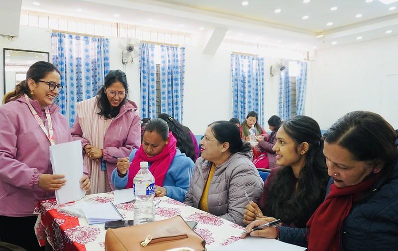 Rukmini Didis Usha and Dipa sharing pleasantries with the school teachersJPG