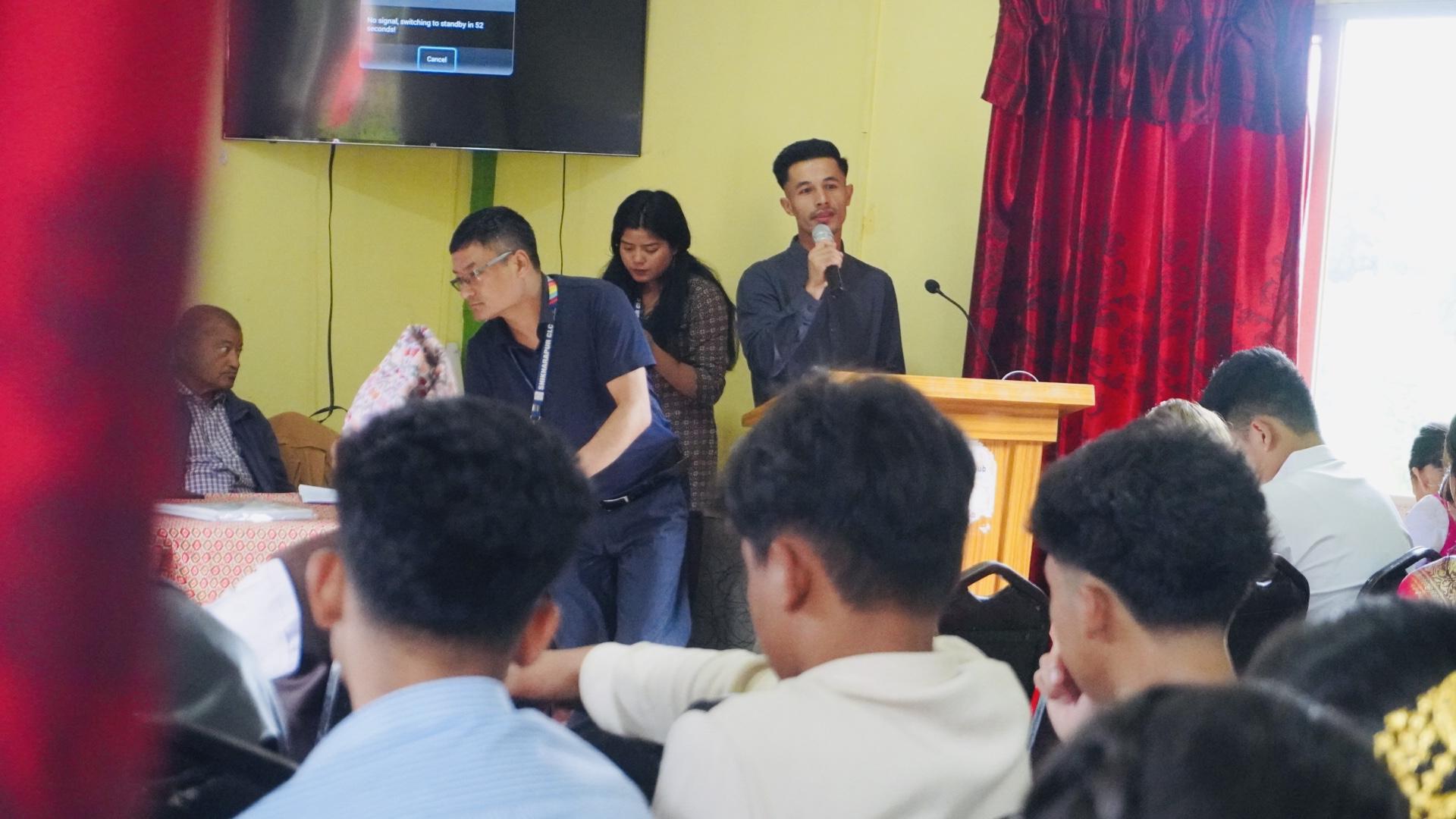 Bipin Maharjan (Computer Trainee) sharing his experience he gained during computer training_