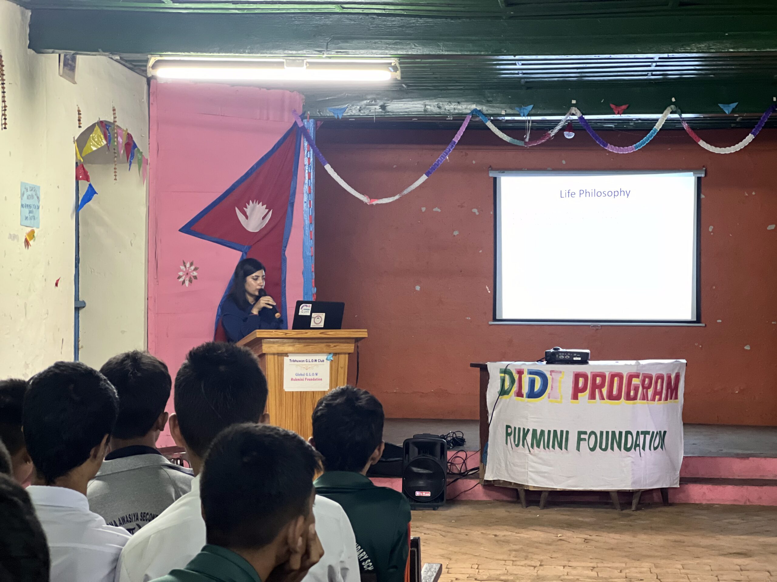 Nisha Didi Sharing her story to students of Tribhuvan School