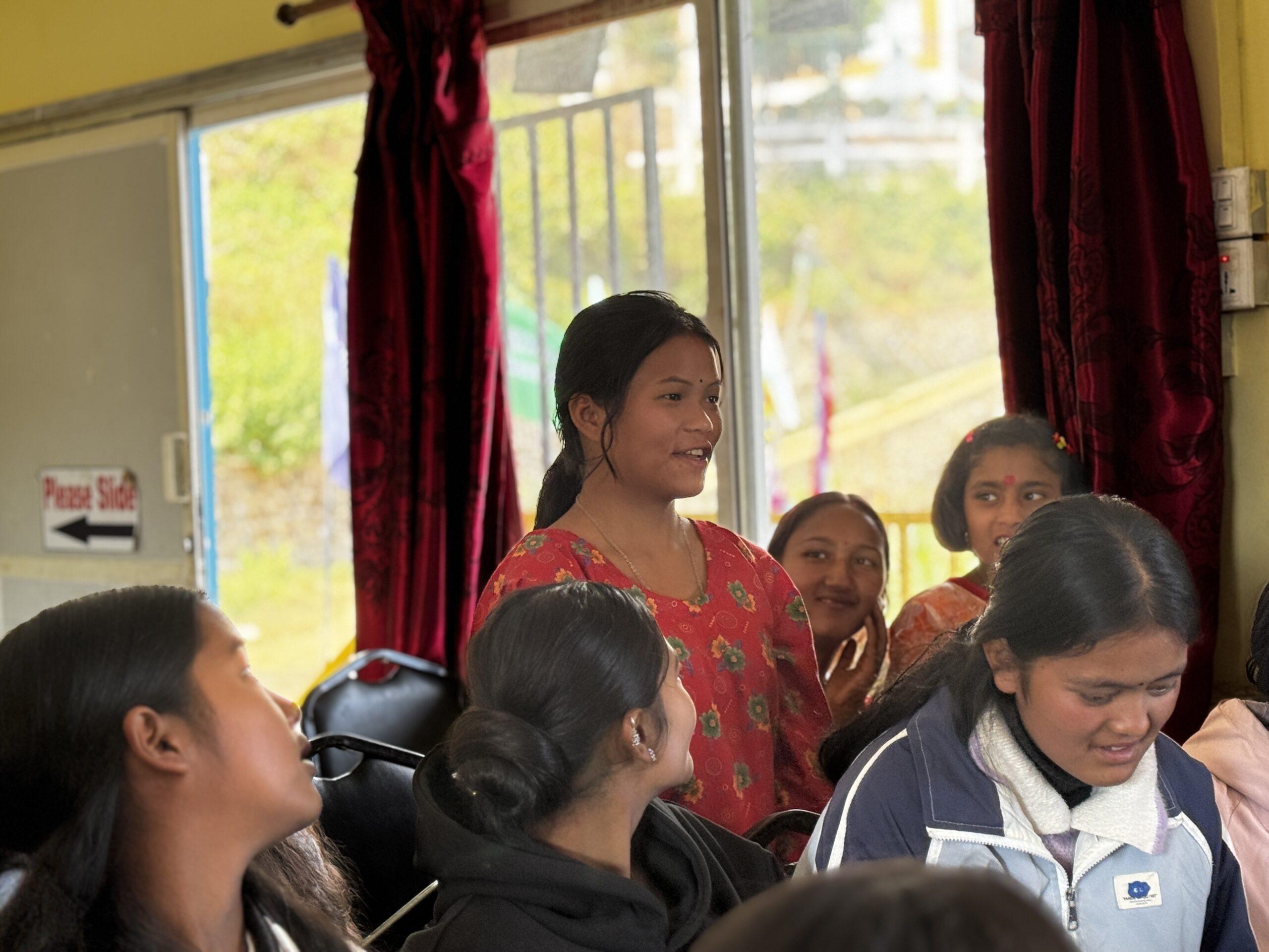 Bahini Harikala from Khokana Secondary School introducing herself_