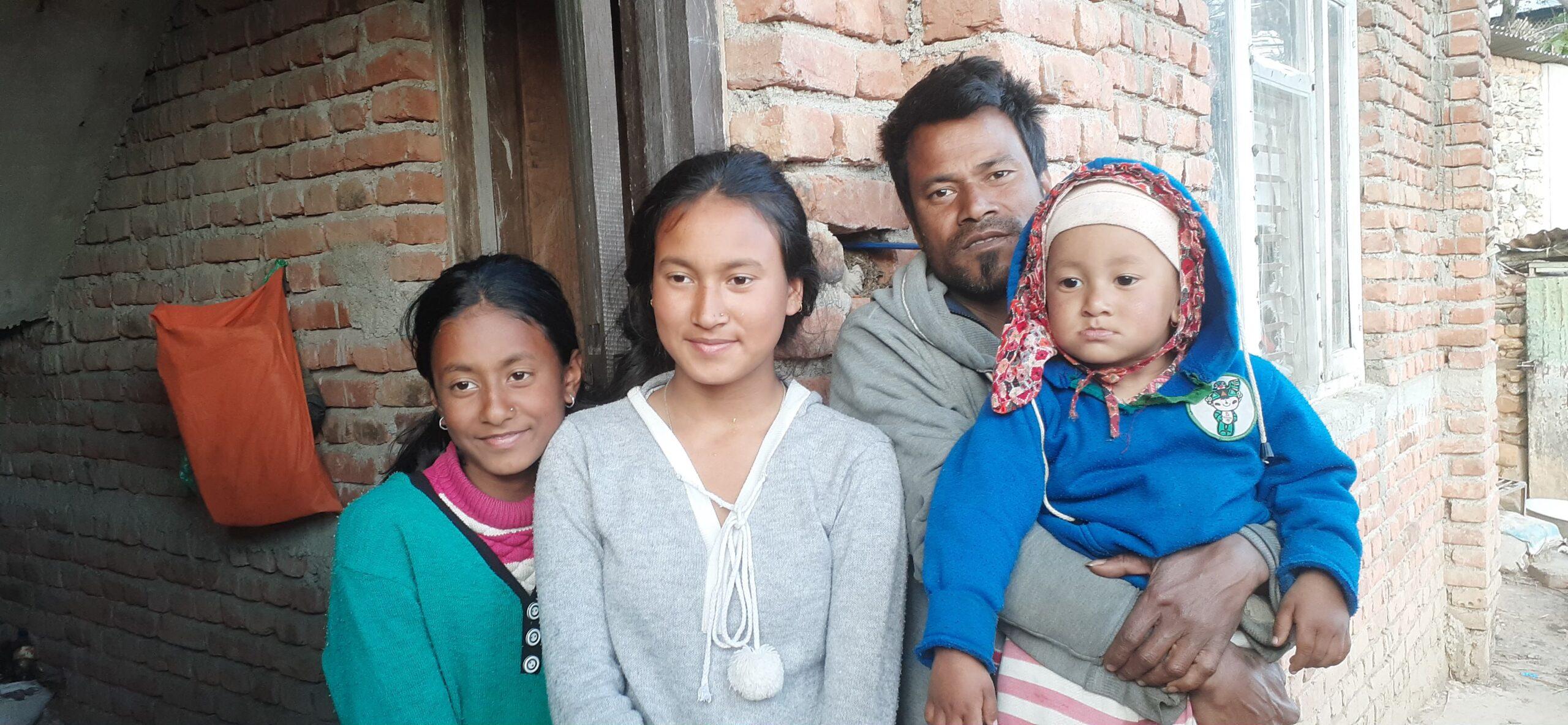 Yojana Basyal with her father, sister and brother