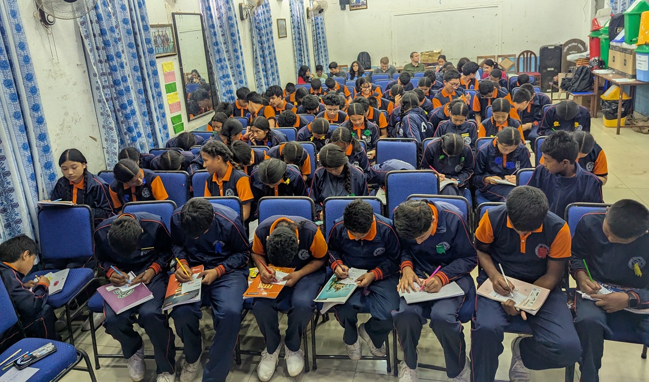 Students Coloring Pictures to Express Their Feelings_